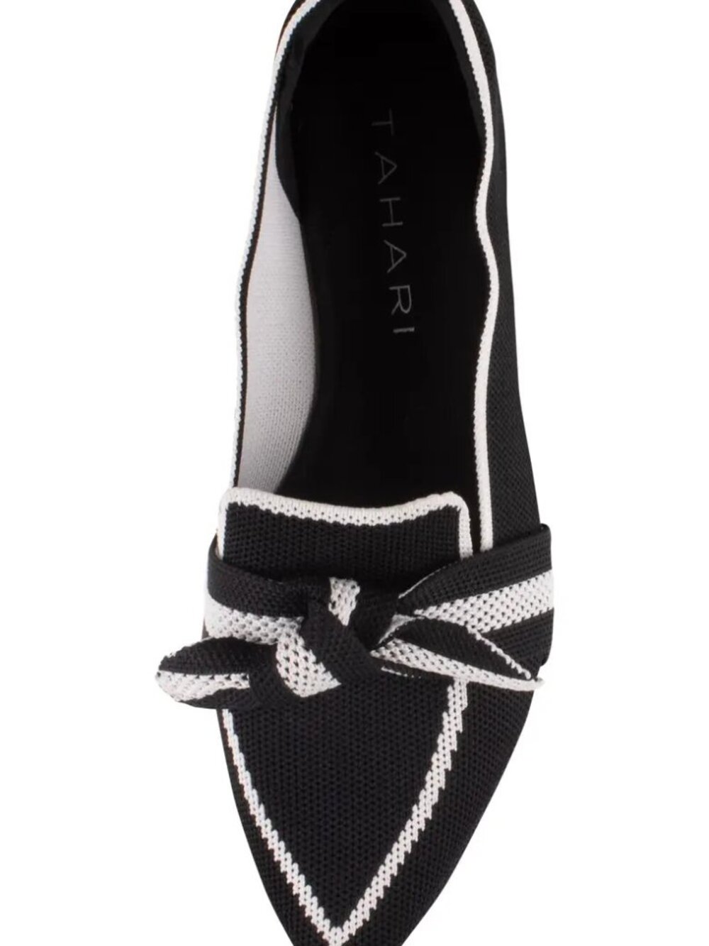 Tahari Florentia Women's Black & White Pointed Toe Knit Loafer Flats Size-5.5